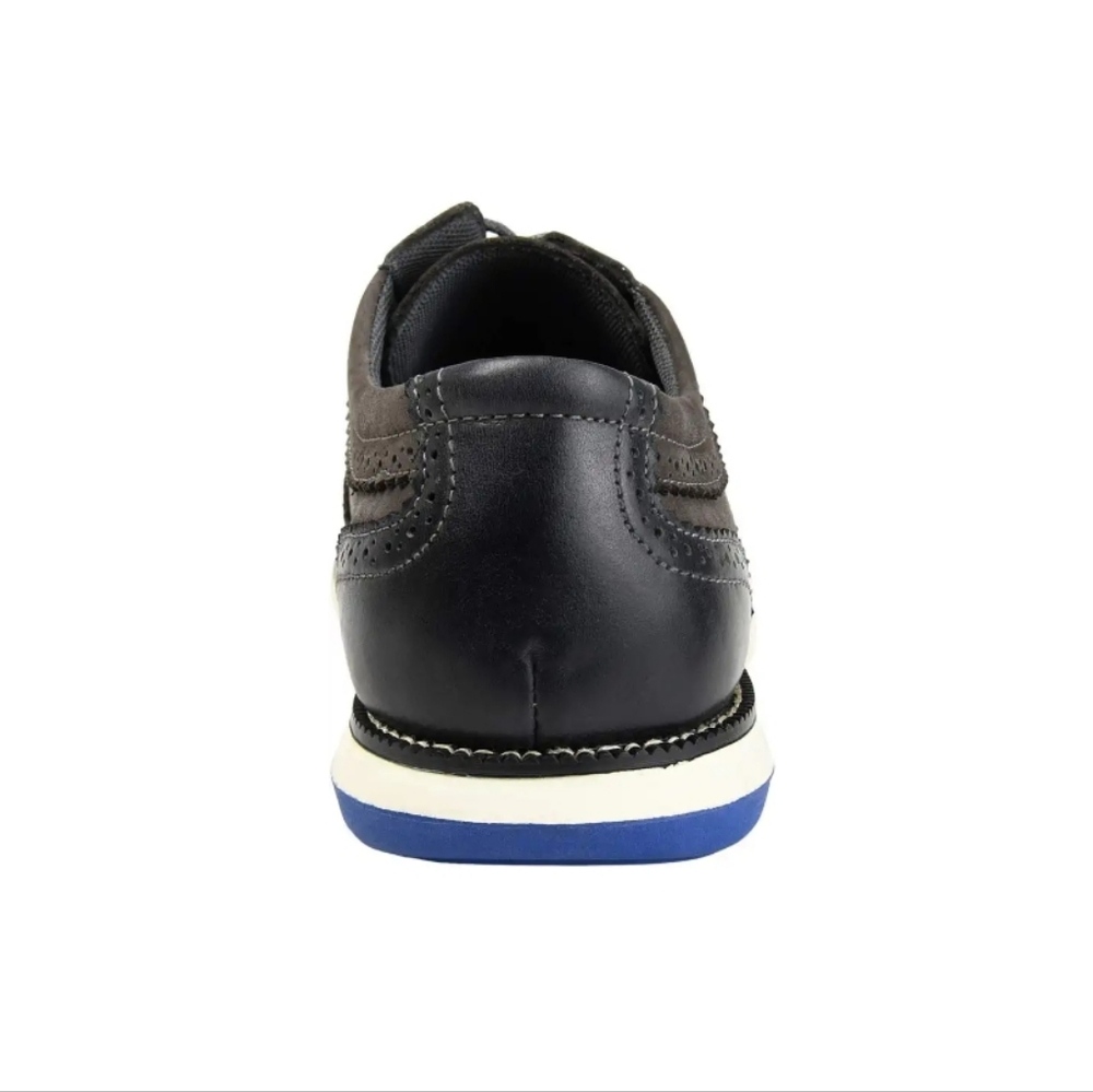 Vance Co. Drake Leather Wingtip Oxford in Dark Grey/Black - Picture 5 of 15